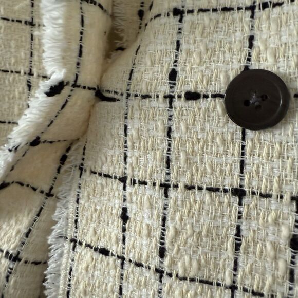 Rebecca Taylor Women’s ivory cream Plaid Tweed Blazer  6‎ - Picture 12 of 15